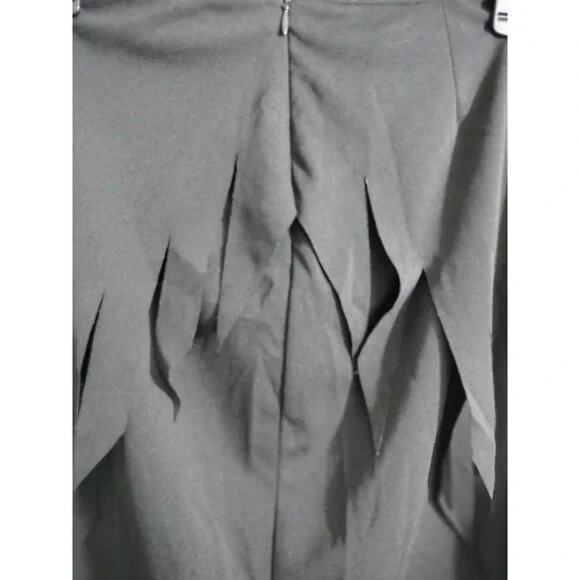 CACHE Vintage Black Fringed Assymetric Wrap A-Line Midi Skirt 8 Boho Goth Y2K - Picture 7 of 9